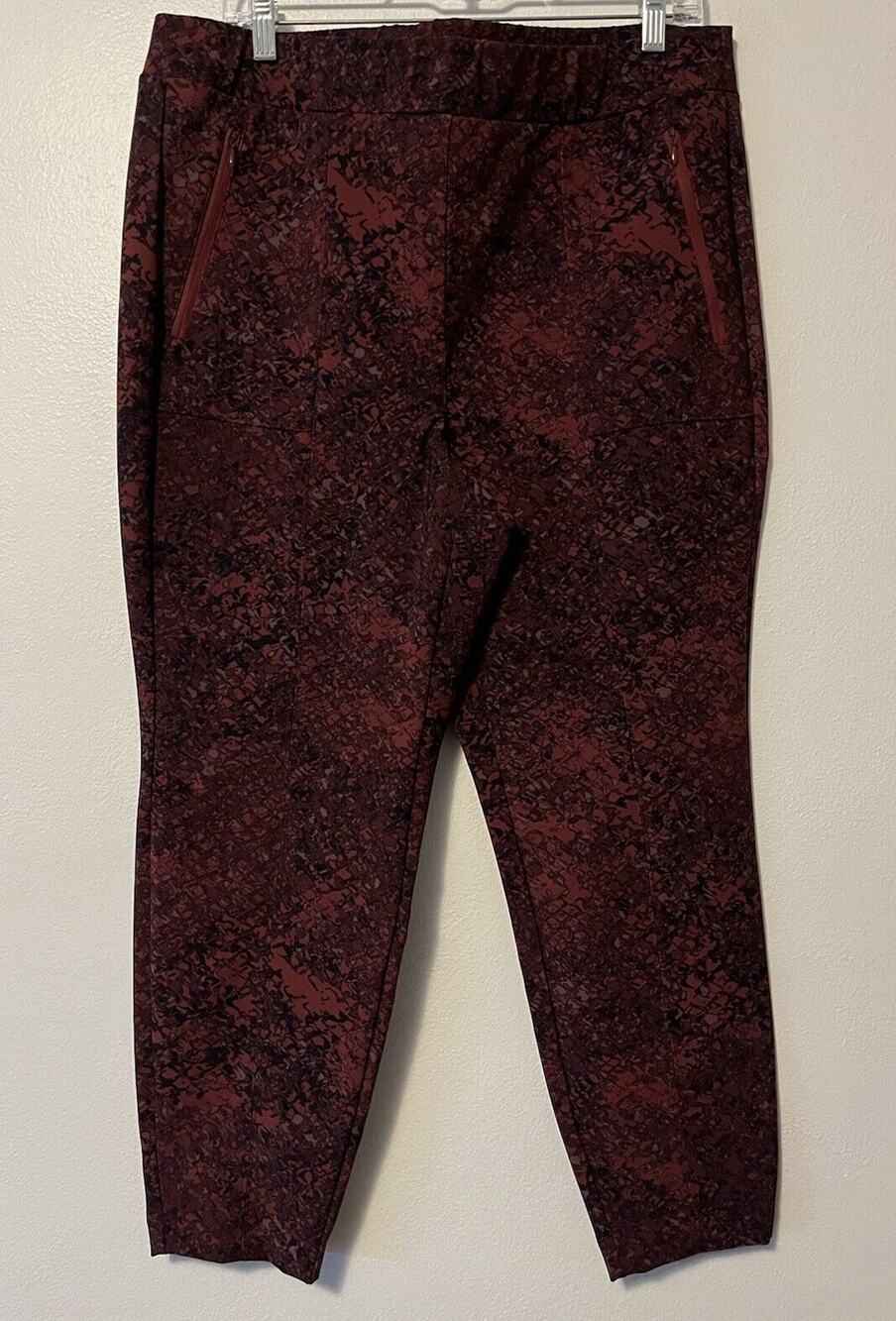 Lane Bryant Pants Womens 16 Marble Maroon On The Go Slim Ankle Pull On Career